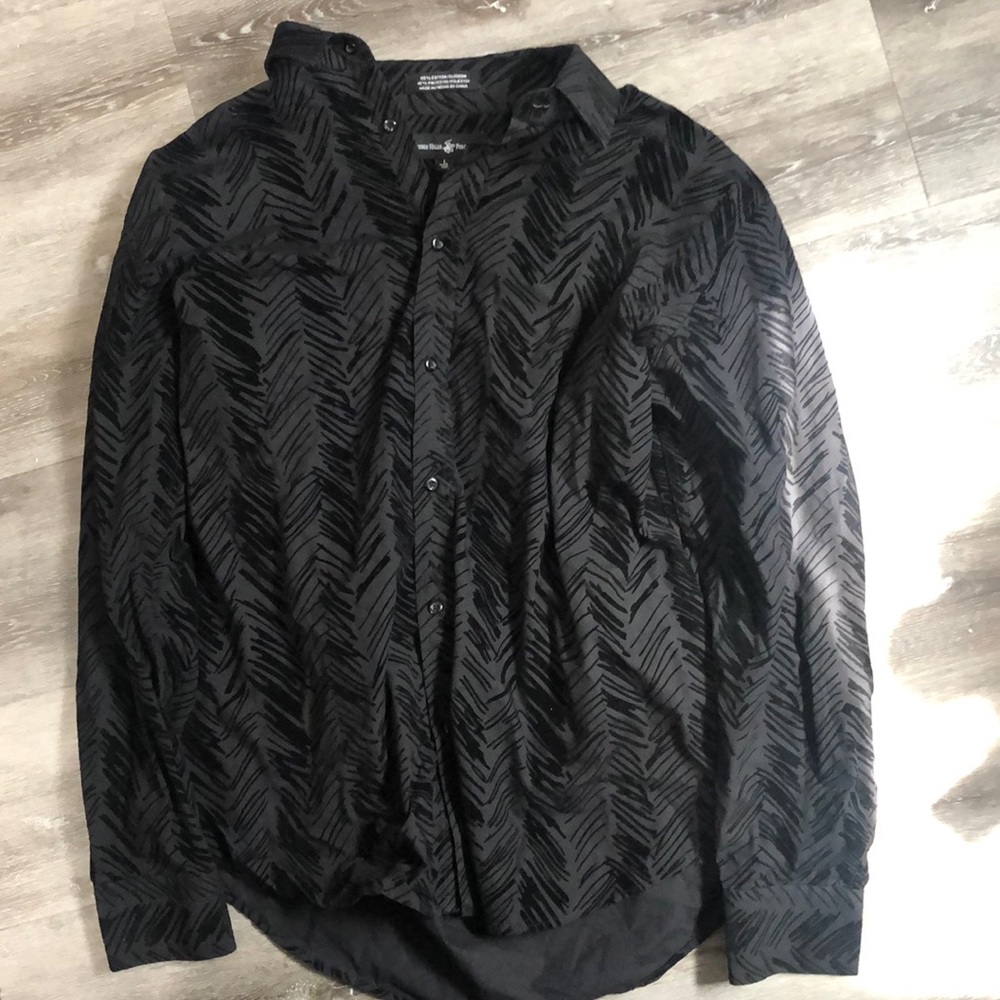 Black Polo Dress Shirt Large